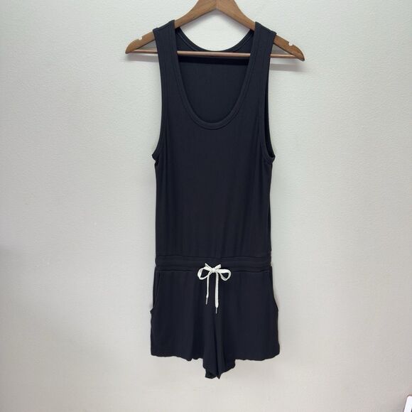 Vuori Torrey Romper Black Ribbed Drawstring Tank One Piece Womens Small - Picture 4 of 12